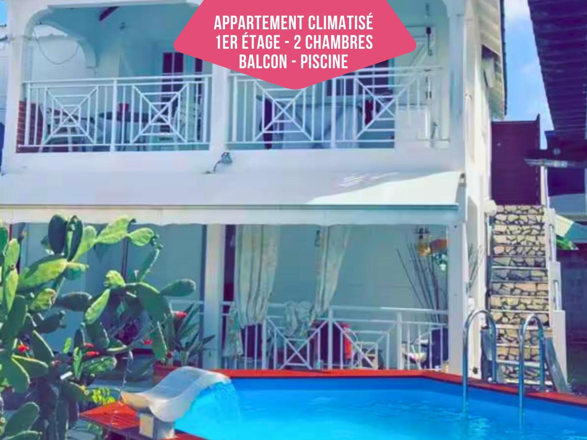 Le Sable Bleu - Evasion Tropicale A Sainte-Anne - Plage 5Min - Piscine - Parking - Logement Climatise - Vue Sur Les Palmiers - Parfait Pour Sejours En Famille Ou Entre Amis Экстерьер фото