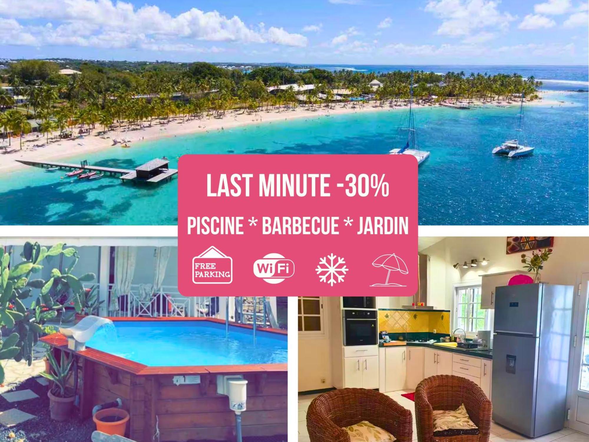 Le Sable Bleu - Evasion Tropicale A Sainte-Anne - Plage 5Min - Piscine - Parking - Logement Climatise - Vue Sur Les Palmiers - Parfait Pour Sejours En Famille Ou Entre Amis Экстерьер фото